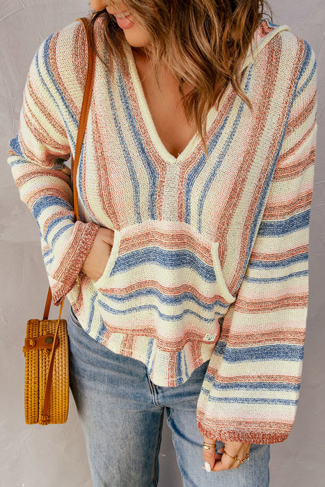 Love Kuza - Coastal Breeze Striped Knit Hoodie