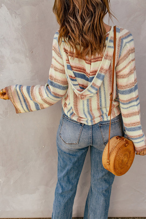 Love Kuza - Coastal Breeze Striped Knit Hoodie
