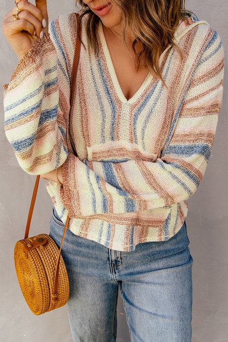 Love Kuza - Coastal Breeze Striped Knit Hoodie