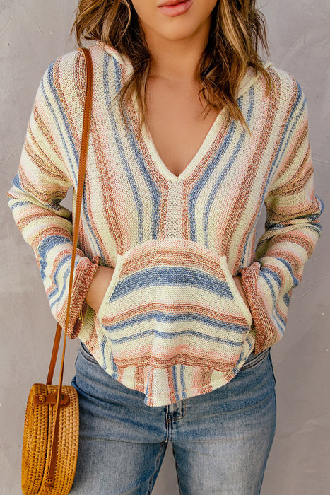Love Kuza - Coastal Breeze Striped Knit Hoodie