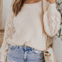  Love Kuza - Diamond Sleeve Pointelle Knit Sweater