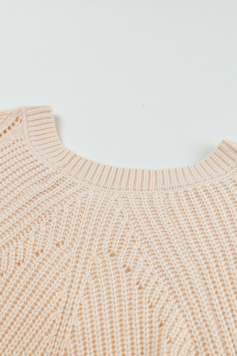 Love Kuza - Diamond Sleeve Pointelle Knit Sweater