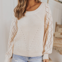  Love Kuza - Diamond Sleeve Pointelle Knit Sweater