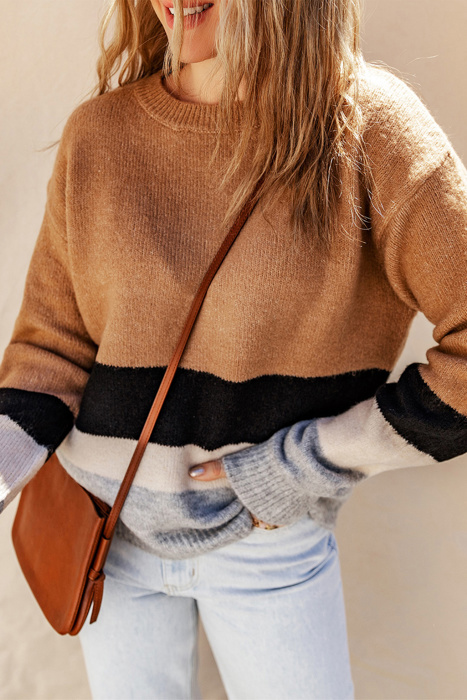 Love Kuza - Cozy Contrast Stripes Sweater