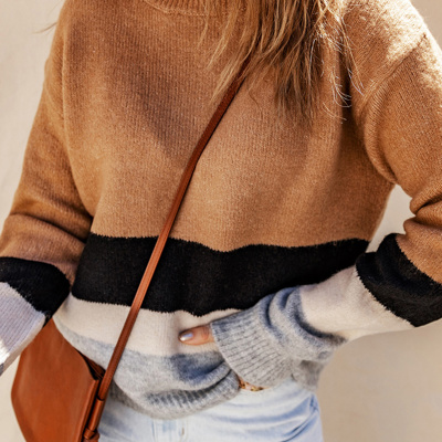 Love Kuza Cozy Contrast Stripes Sweater