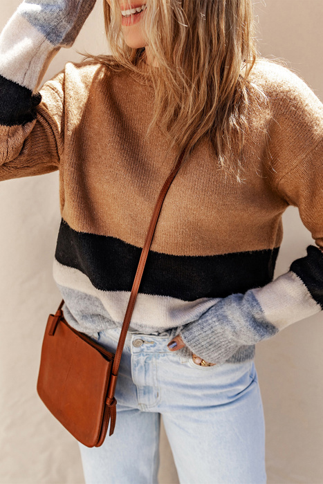 Love Kuza - Cozy Contrast Stripes Sweater