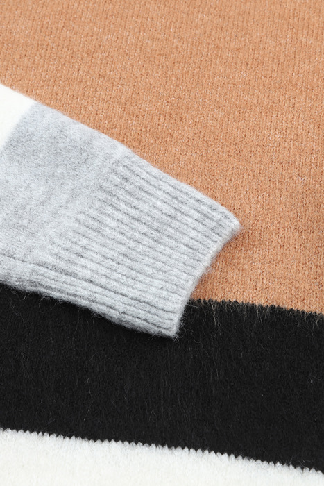 Love Kuza - Cozy Contrast Stripes Sweater