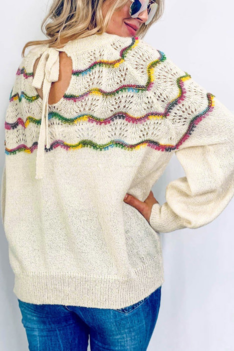 Love Kuza - Rainbow Whisper Lace Knit Sweater