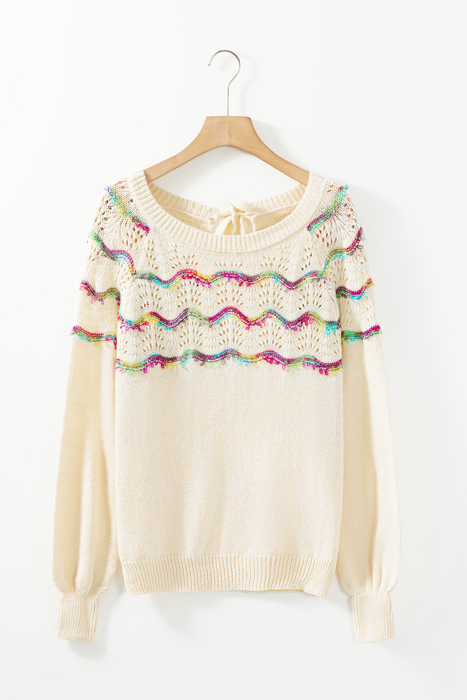 Love Kuza - Rainbow Whisper Lace Knit Sweater