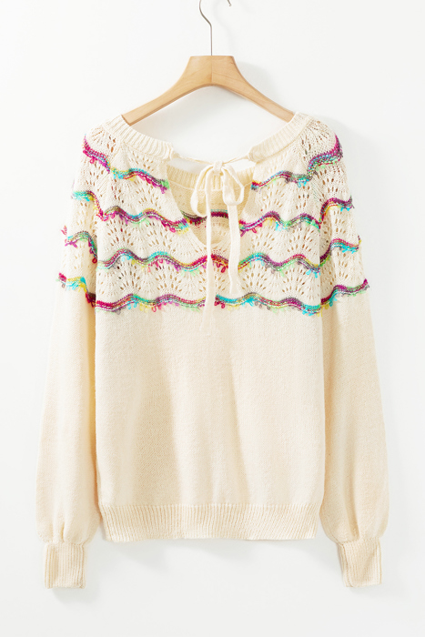 Love Kuza - Rainbow Whisper Lace Knit Sweater