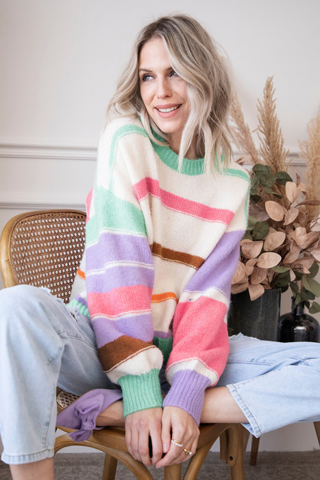 Love Kuza - Candy Cloud Stripe Sweater