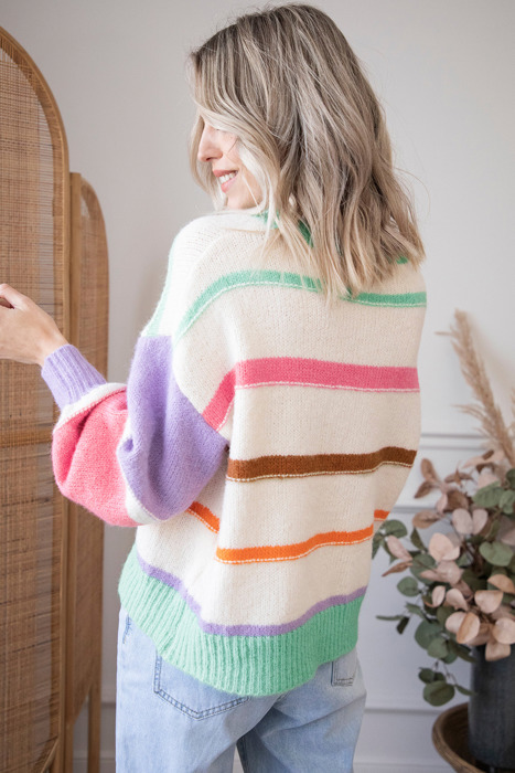 Love Kuza - Candy Cloud Stripe Sweater