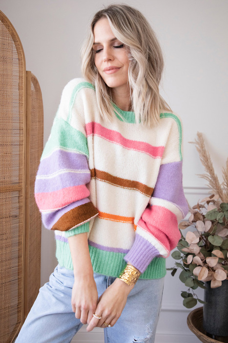 Love Kuza - Candy Cloud Stripe Sweater