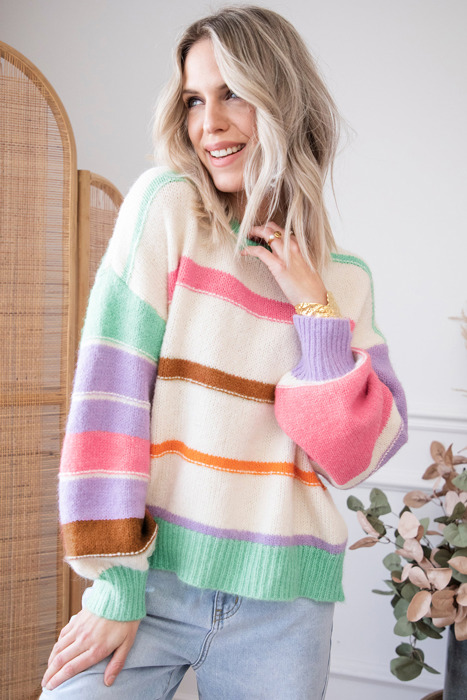 Love Kuza - Candy Cloud Stripe Sweater