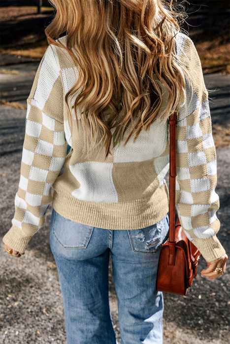 Love Kuza - Cozy Checkerboard Bliss Sweater