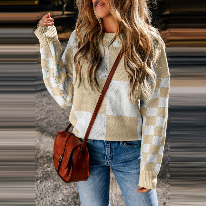 Love Kuza - Cozy Checkerboard Bliss Sweater