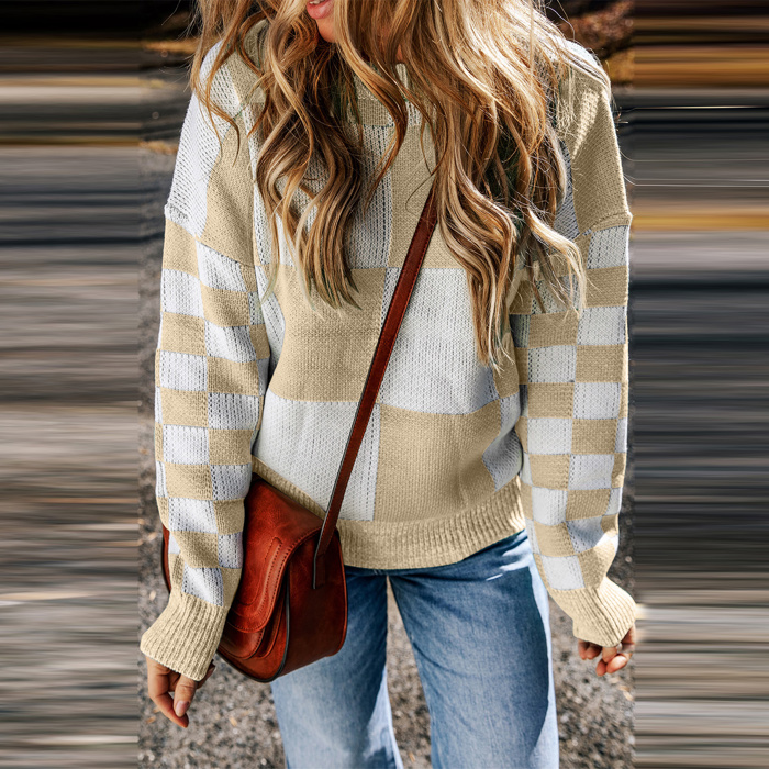 Love Kuza - Cozy Checkerboard Bliss Sweater