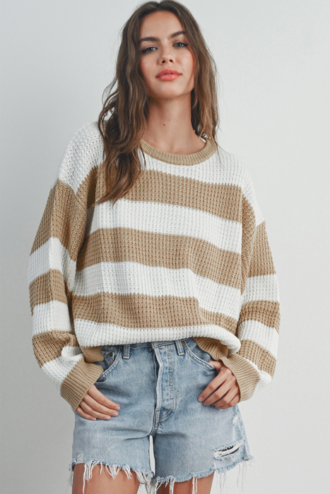 Love Kuza - Honeycomb Haven Striped Sweater