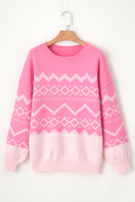 Love Kuza - Frosted Blush Geo Sweater