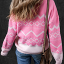  Love Kuza - Frosted Blush Geo Sweater