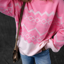  Love Kuza - Frosted Blush Geo Sweater