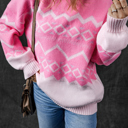  Love Kuza - Frosted Blush Geo Sweater