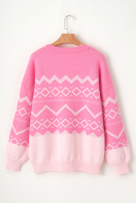 Love Kuza - Frosted Blush Geo Sweater