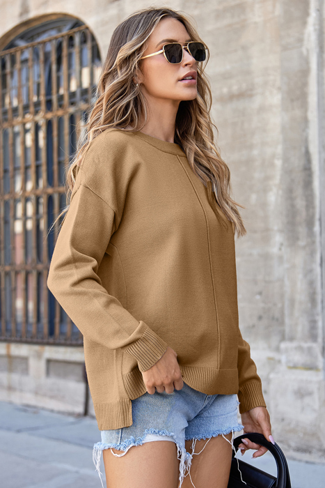 Love Kuza - Caramel Coastline Seam Sweater