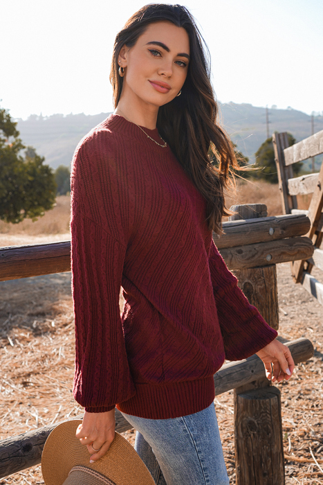 Love Kuza - Mulberry Luxe Cable Sweater