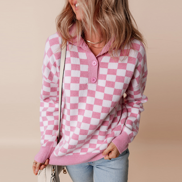 Love Kuza - Sweet Checkmate Polo Sweater