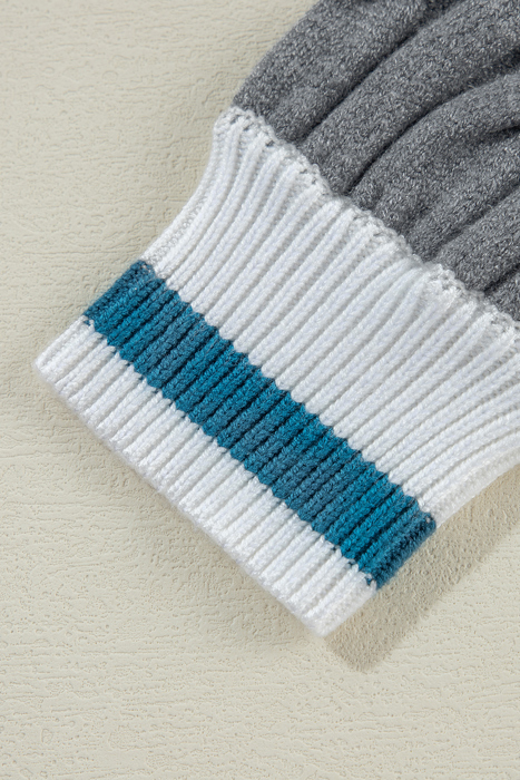 Love Kuza - Varsity Charm Cable Knit Sweater