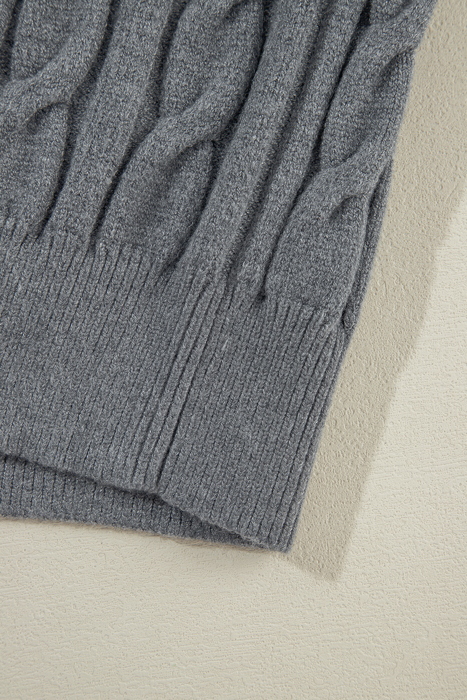 Love Kuza - Varsity Charm Cable Knit Sweater