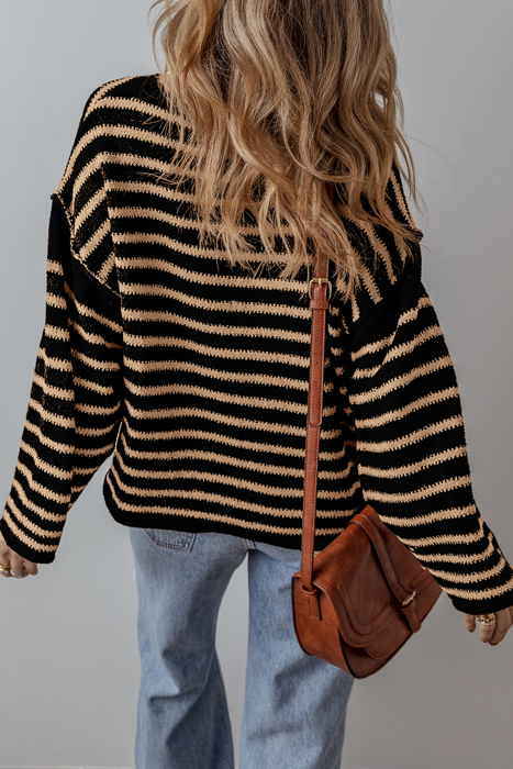 Love Kuza - Timeless Striped Knit Pullover Sweater