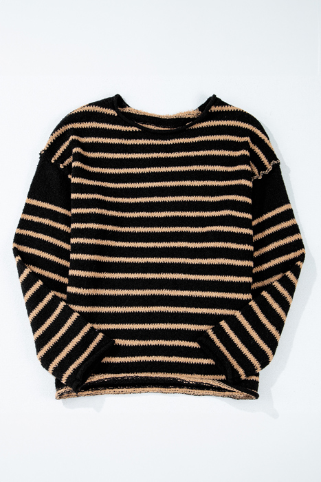 Love Kuza - Timeless Striped Knit Pullover Sweater