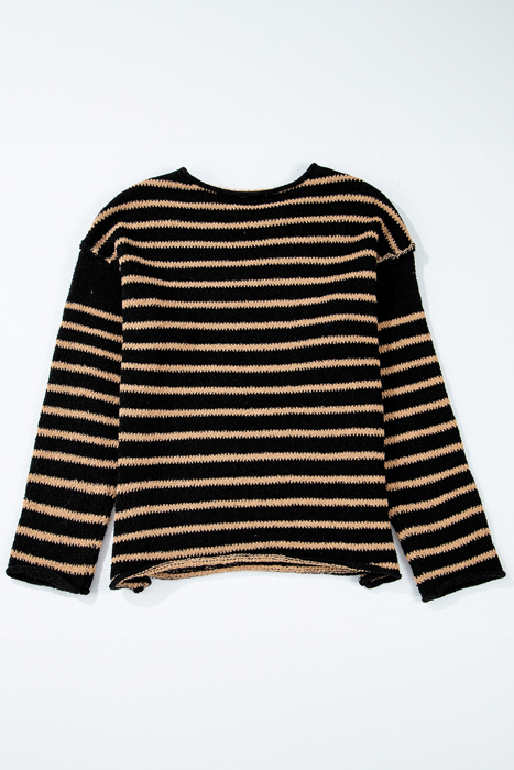 Love Kuza - Timeless Striped Knit Pullover Sweater