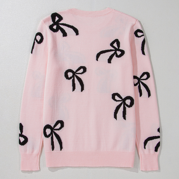 Love Kuza - Sweet Bow Charm Knit Sweater