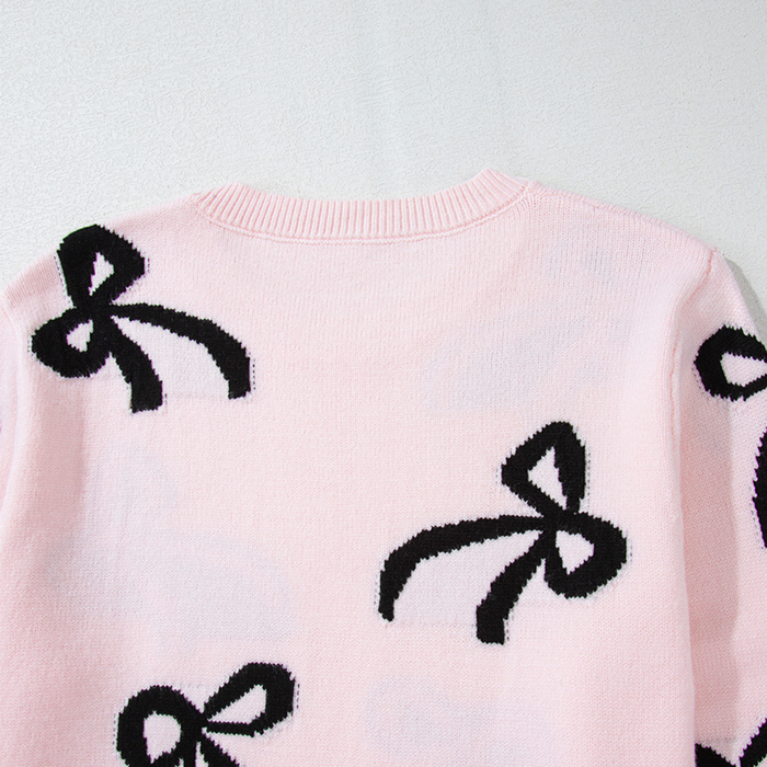 Love Kuza - Sweet Bow Charm Knit Sweater