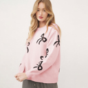  Love Kuza - Sweet Bow Charm Knit Sweater