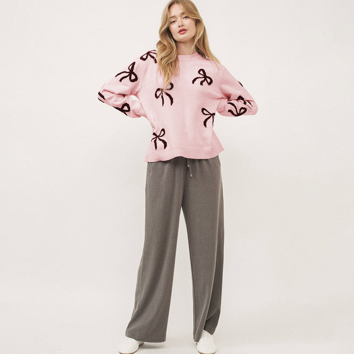 Love Kuza - Sweet Bow Charm Knit Sweater