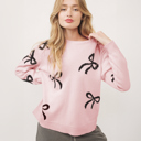  Love Kuza - Sweet Bow Charm Knit Sweater