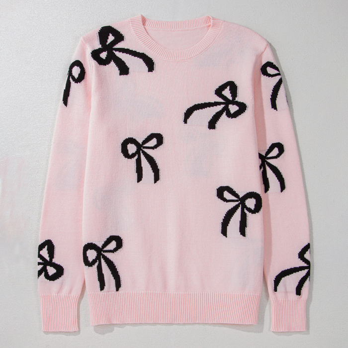Love Kuza - Sweet Bow Charm Knit Sweater