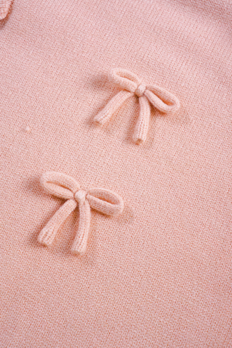 Love Kuza - Rosy Ruffle & Bow Knit Sweater