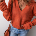  Love Kuza - Rustic Charm V-Neck Sweater