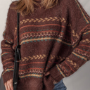  Love Kuza - Cozy Fair Isle Fuzzy Knit Sweater