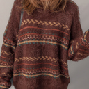  Love Kuza - Cozy Fair Isle Fuzzy Knit Sweater