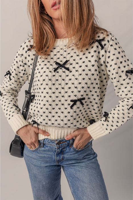 Love Kuza - Sweet Bow Symphony Knit Sweater