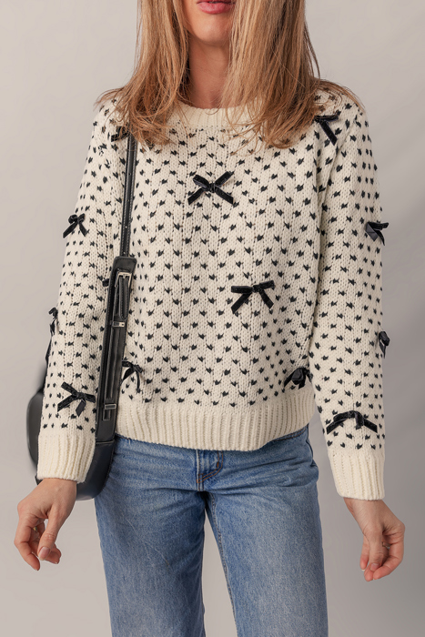 Love Kuza - Sweet Bow Symphony Knit Sweater