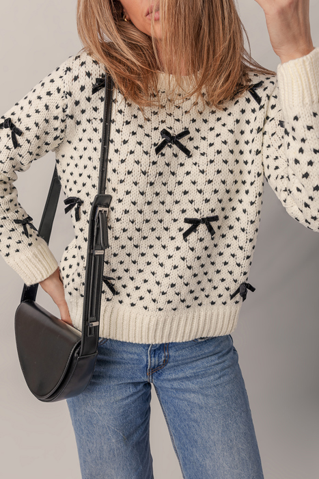 Love Kuza - Sweet Bow Symphony Knit Sweater