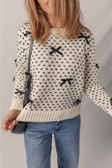 Love Kuza - Sweet Bow Symphony Knit Sweater