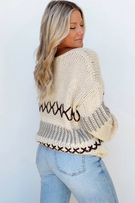 Love Kuza - Rustic Stitches Chunky Knit Sweater